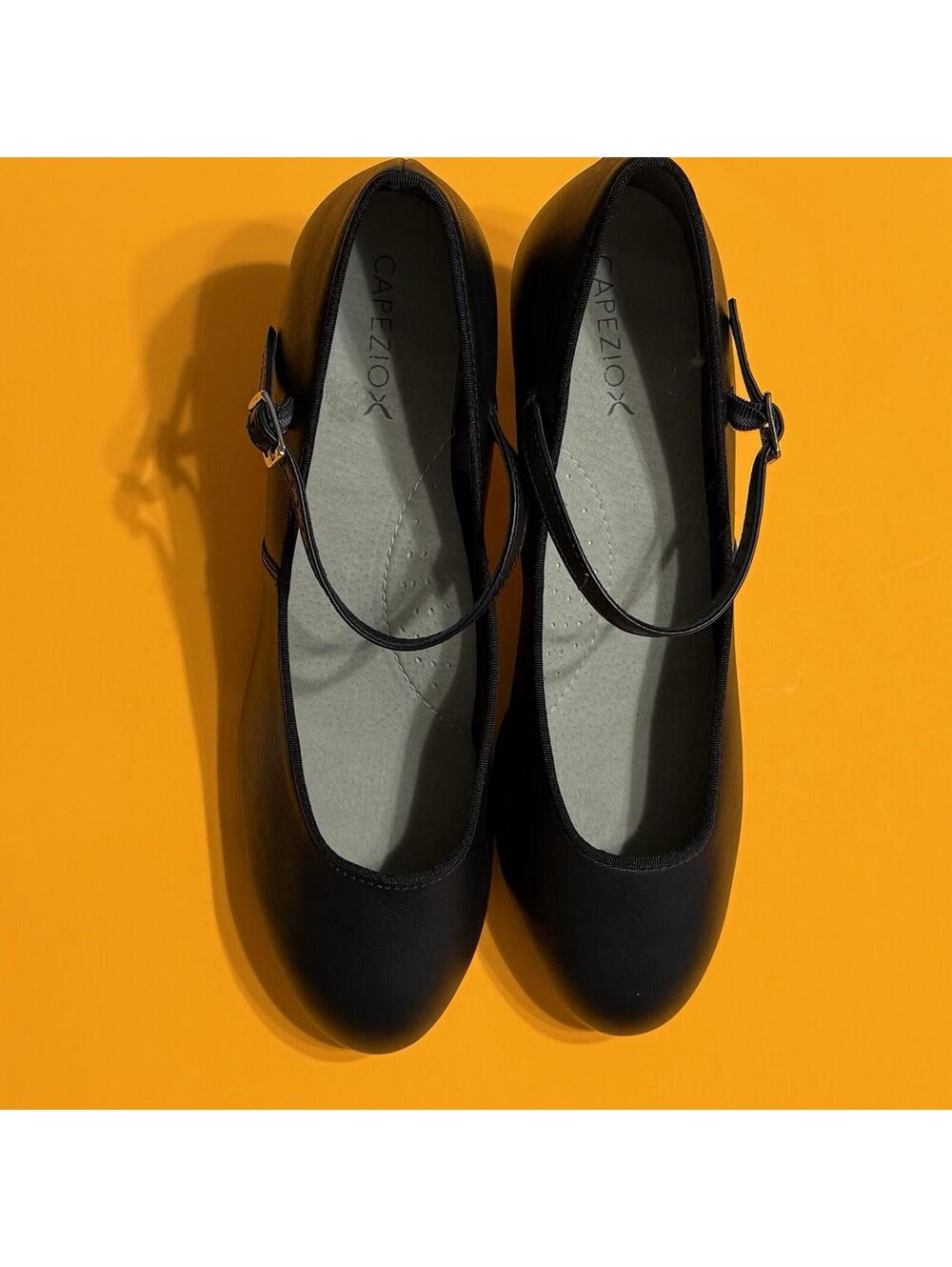 Capezio Mary Jane Man Made Tap Shoes Heel Leather Black Women's Size 10W - Picture 3 of 9